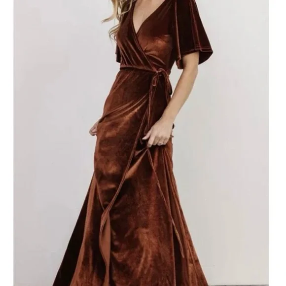 bronze bridesmaid dress Chiffon Ruched Waist Bridesmaid Dress – Bridal and Formal main image 0